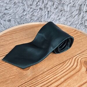 Fratello Necktie Mens OS Forest Green Solid Satin Hand Made Classic Formal Tie